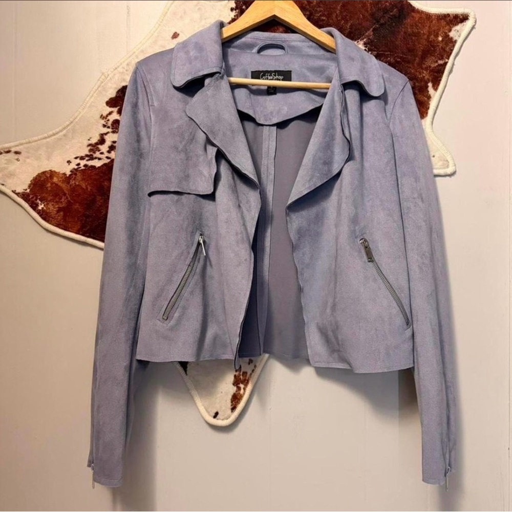 CoffeeShop Lavender Suede-Style Moto Jacket